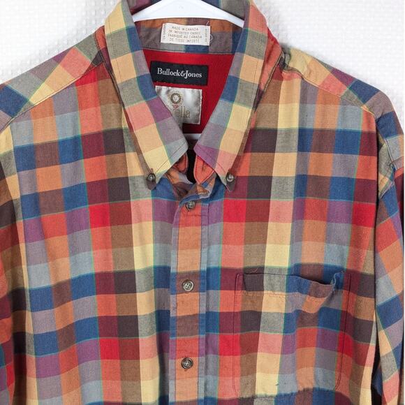 Bullock & Jones Viyella XXL Plaid Shirt Canada Wool Cotton Mens Flannel Button - Picture 2 of 4